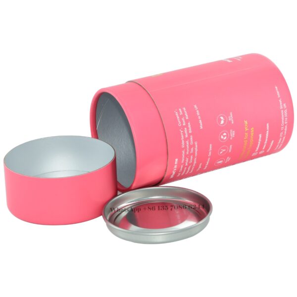 Airtight Tinplate Lid Hair Tea Paper Tube Box Packaging
