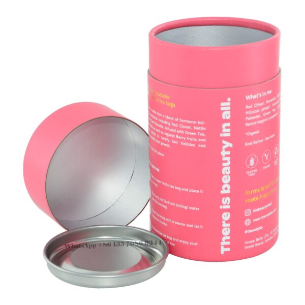 Airtight Tinplate Lid Hair Tea Paper Tube Box Packaging