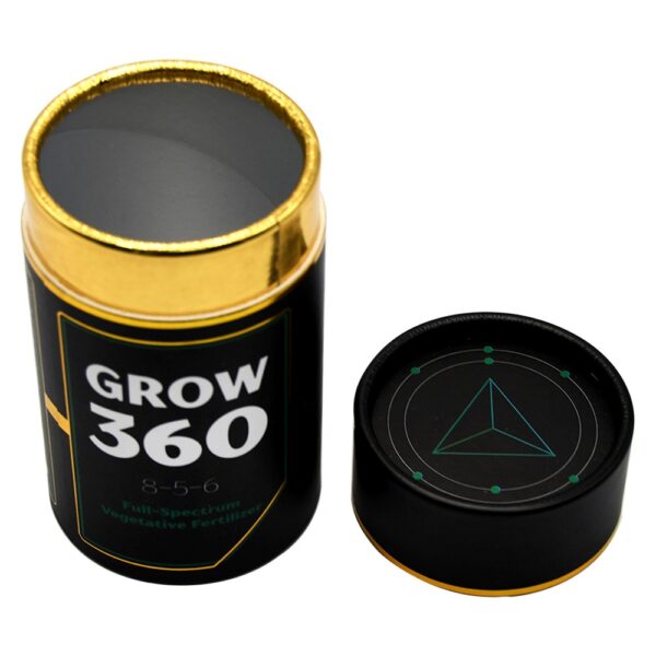Aluminum Foil Black Paper Tube Box for Vegetative Fertilizer Packaging with Gold Hot Stamping