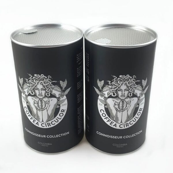 Custom Coffee Bean Tube Paper Canister with Easy Peel Off Lid Custom Coffee Bean Tube Paper Canister with Easy Peel Off Lid