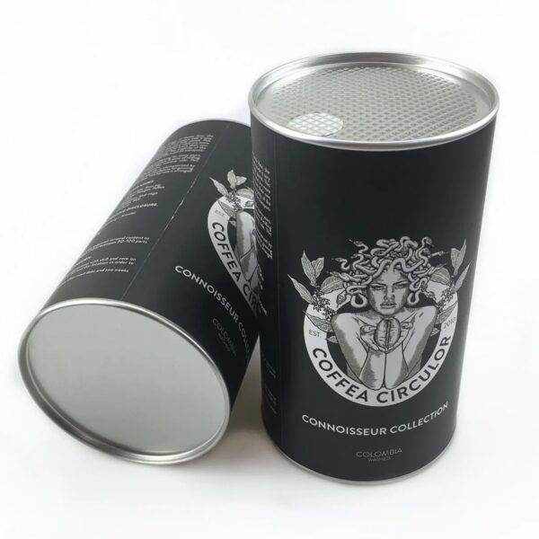 Custom Coffee Bean Tube Paper Canister with Easy Peel Off Lid Custom Coffee Bean Tube Paper Canister with Easy Peel Off Lid