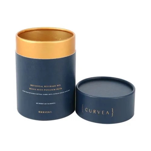 Caixa de tubo de papel personalizada para embalagem de batidos de dieta com logótipo de estampagem a quente em folha de ouro