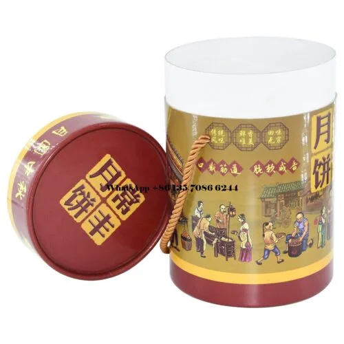 Custom Printed Cardboard Paper Round Box with Rope Handle Custom Printed Cardboard Paper Round Box with Rope Handle