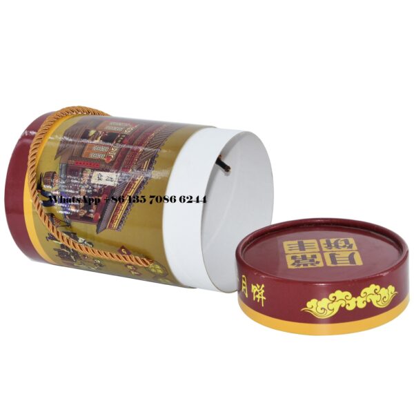 Caixa redonda de papelão impressa personalizada com pega de corda