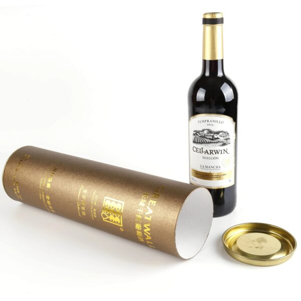 Eco-friendly Cardboard Whiskey Wine Bottle Cylinder Boxes