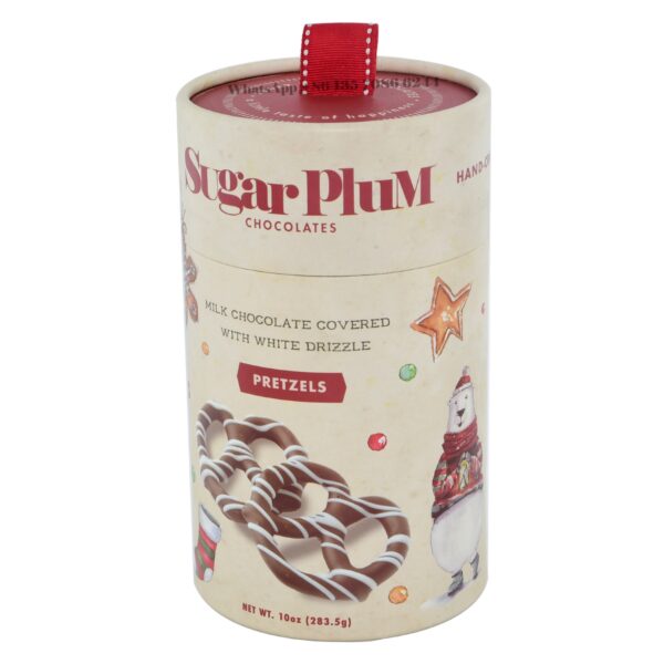 Pretzels de chocolate de calidad alimentaria Cajas cilíndricas de papel de bote