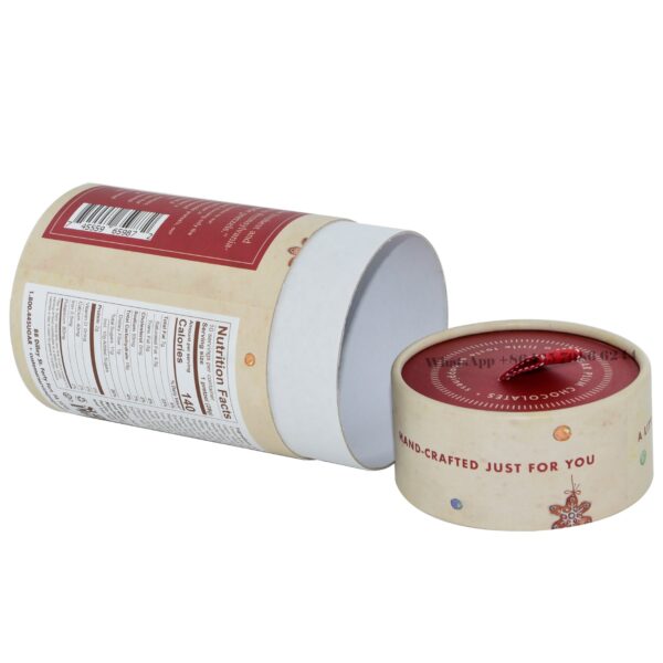 Pretzels de chocolate de calidad alimentaria Cajas cilíndricas de papel de bote