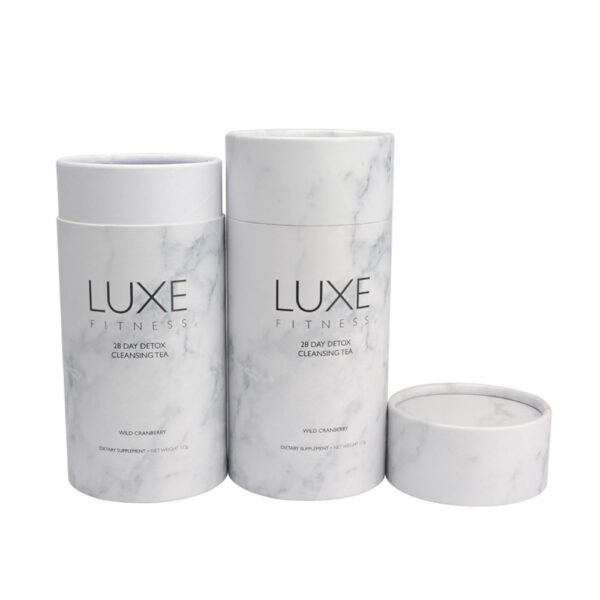 Food Grade Marble Paper Tube Boxes for Tea Packaging with Silver Hot Stamping