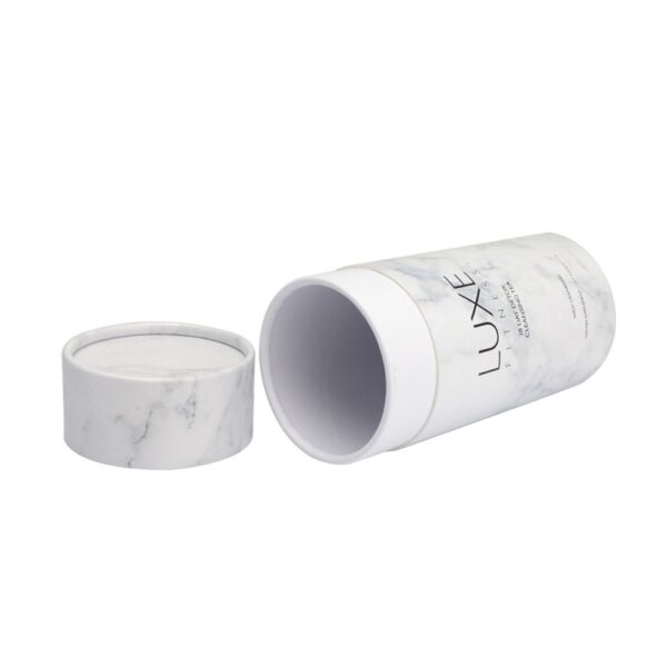 Food Grade Marble Paper Tube Boxes for Tea Packaging with Silver Hot Stamping