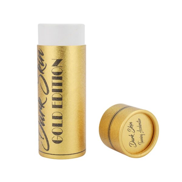 Gold Paper Tube Packaging, Golden Cardboard Cylinder Box for 30ml Tanning Drops