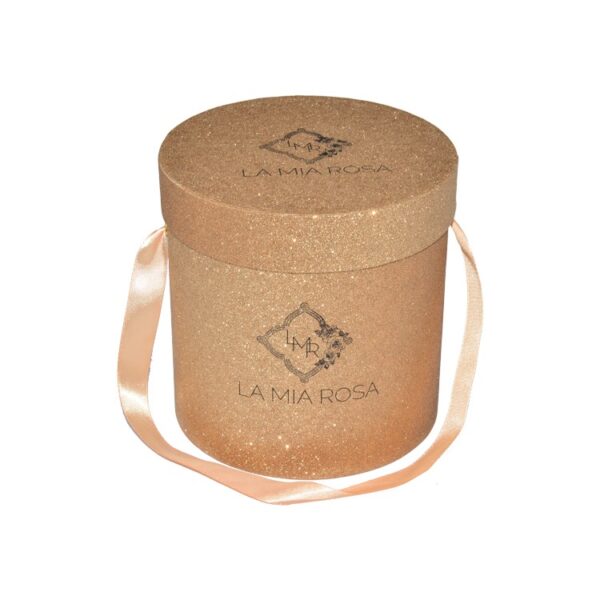 Caixa redonda de papel brilhante dourado de luxo para embalagem de rosas Caixa de tubo de papelão brilhante