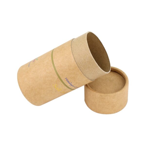 Natural Brown Kraft Paper Tube Packaging for Salt Shaker with Gold Hot Foil Stamping Logo