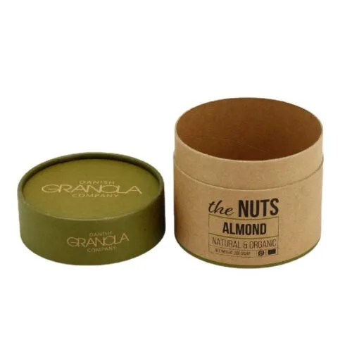 Organic Almonds Kraft Paper Canister Nuts Paper Cans Packaging with Custom Services Organic Almonds Kraft Paper Canister Nuts Paper Cans Packaging with Custom Services