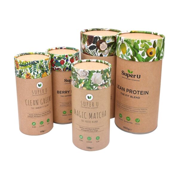 Paper Canister Packaging with Easy Peel Off Lid for Foods Gummy Collagen Powder