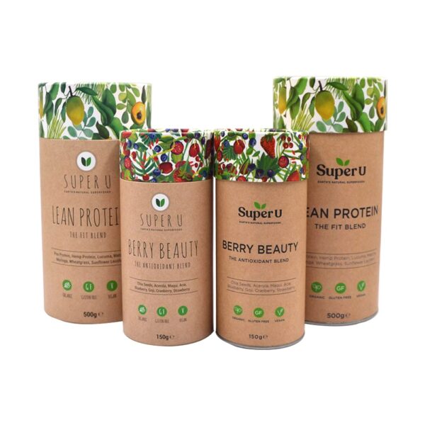 Paper Canister Packaging with Easy Peel Off Lid for Foods Gummy Collagen Powder