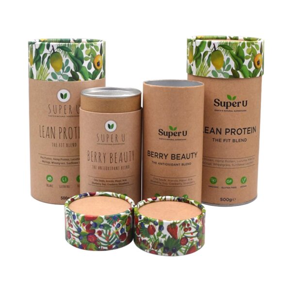 Paper Canister Packaging with Easy Peel Off Lid for Foods Gummy Collagen Powder