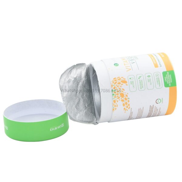 Tubi di carta per barattoli con coperchio pelabile per capsule di vitamine vegane