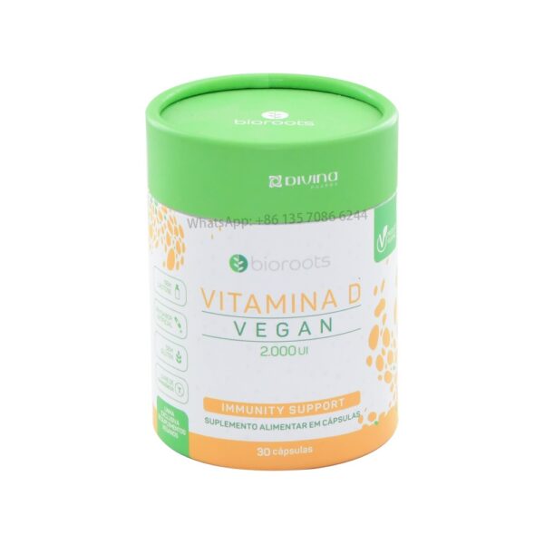 Tubi di carta per barattoli con coperchio pelabile per capsule di vitamine vegane