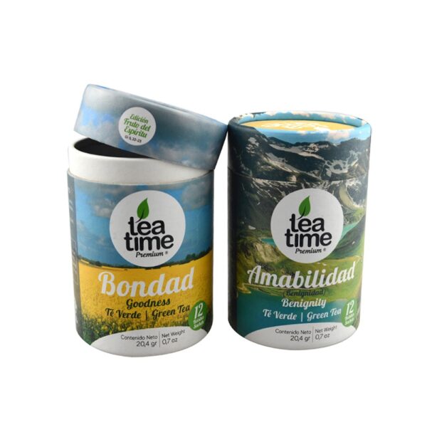 Tea Packaging Paper Cans with Aluminum Foil Lining, Rolled Edge Tea Packaging Paper Canisters