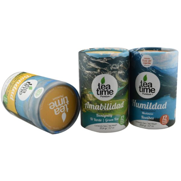 Tea Packaging Paper Cans with Aluminum Foil Lining, Rolled Edge Tea Packaging Paper Canisters