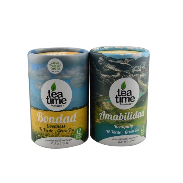 Tea Packaging Paper Cans with Aluminum Foil Lining, Rolled Edge Tea Packaging Paper Canisters