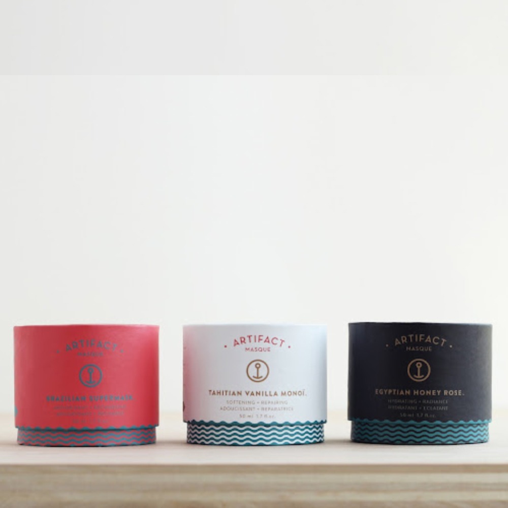 Facial Masques in Colored Paper Tubes