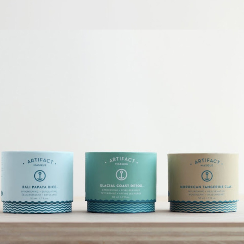 Facial Masques in Colored Paper Tubes