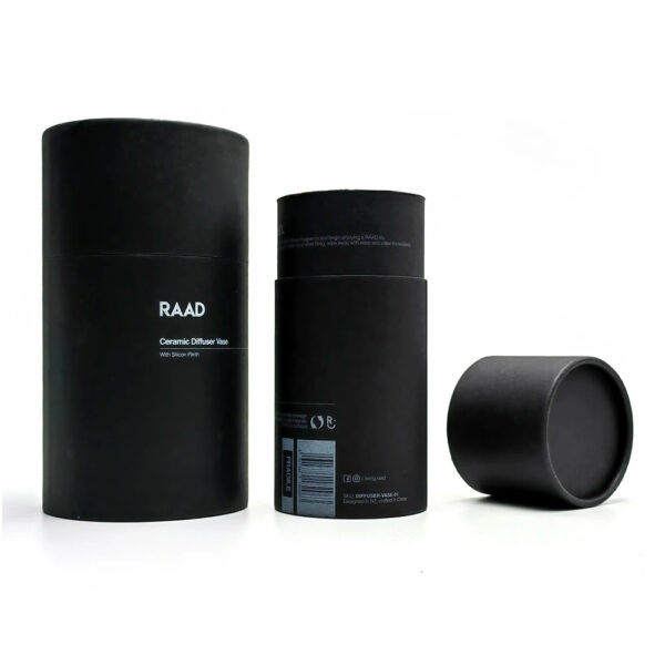 검은색 원형 종이 튜브 포장