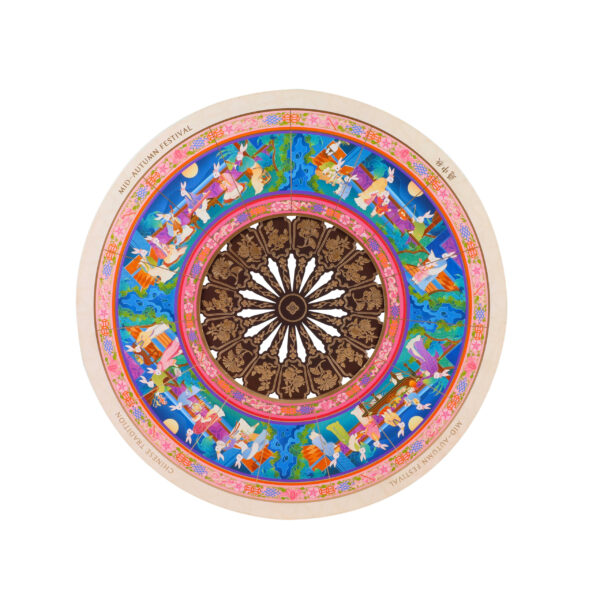 Caixa de oferta com tubo de papel para bolos lunares redondos com impressão personalizada e tabuleiro