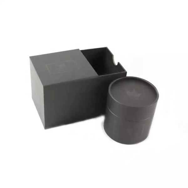 Imballaggio per candele in tubo di carta nero personalizzato con stampa del logo