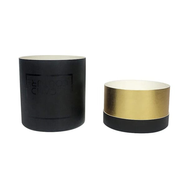 Imballaggio per candele in tubo di carta nero personalizzato con stampa del logo