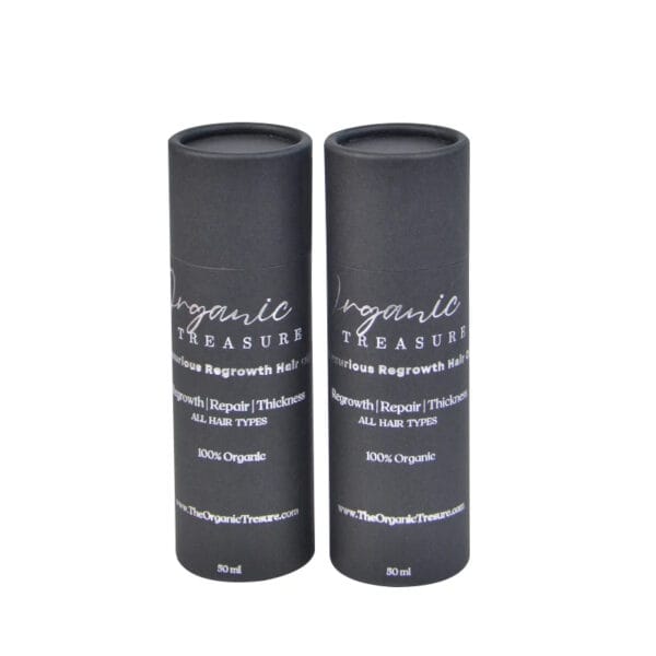 Emballage personnalisé en tube de papier noir pour les flacons d'huile capillaire