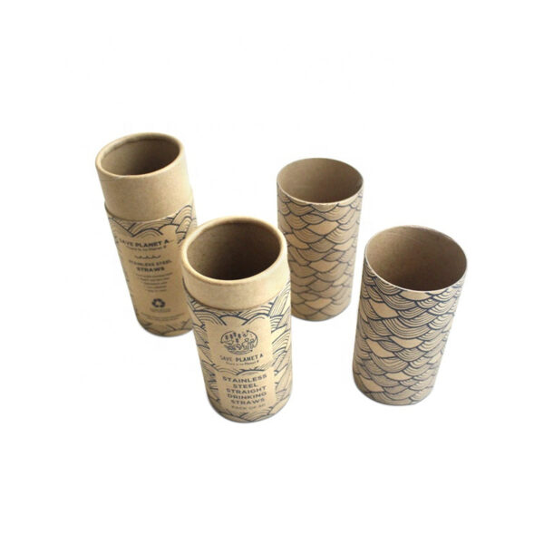 Embalagem de tubo de papel kraft personalizada para conjunto de palhinhas