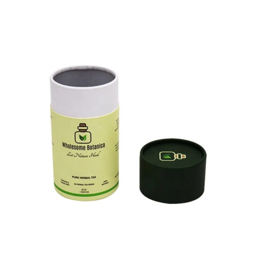 Custom Herbal Tea Paper Tube Packaging with Black Lid Box Custom Herbal Tea Paper Tube Packaging with Black Lid Box