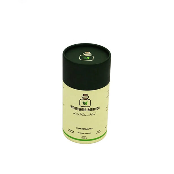 Custom Herbal Tea Paper Tube Packaging with Black Lid Box
