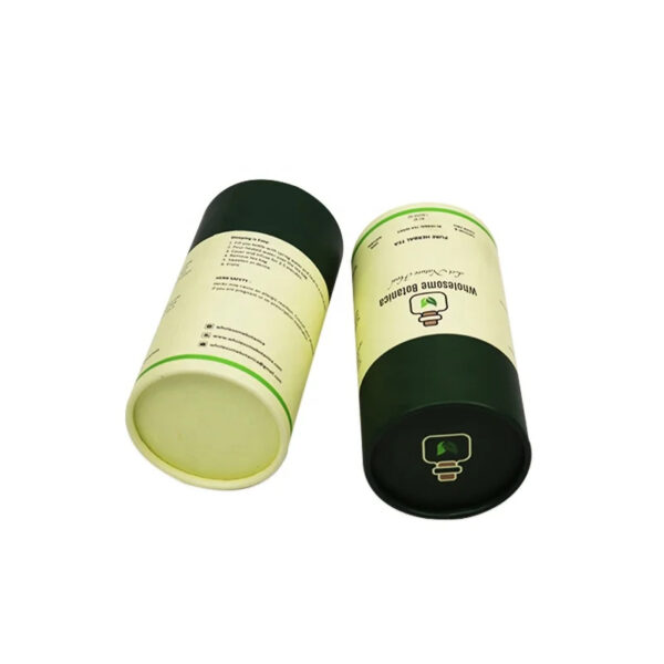 Custom Herbal Tea Paper Tube Packaging with Black Lid Box