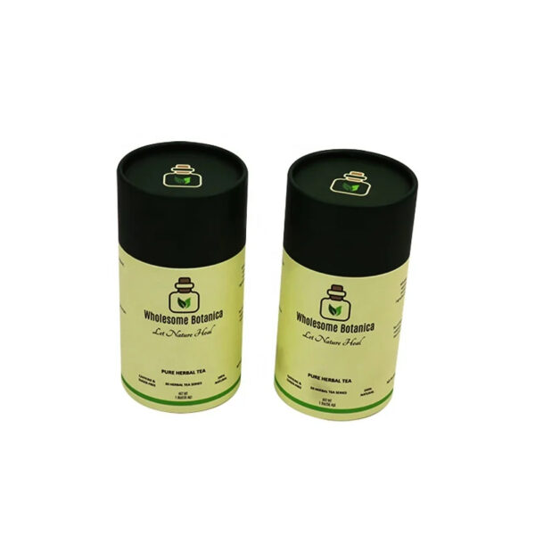 Custom Herbal Tea Paper Tube Packaging with Black Lid Box