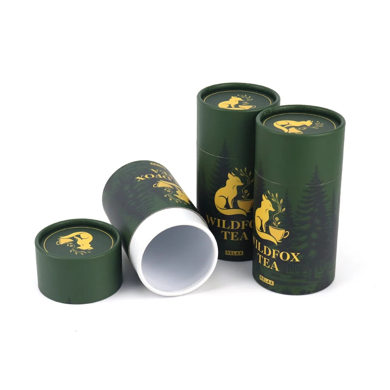 Custom Printed Round Paper Tea Tube Packaging Gift Cans