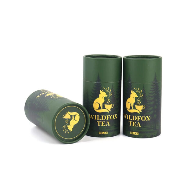 Custom Printed Round Paper Tea Tube Packaging Gift Cans