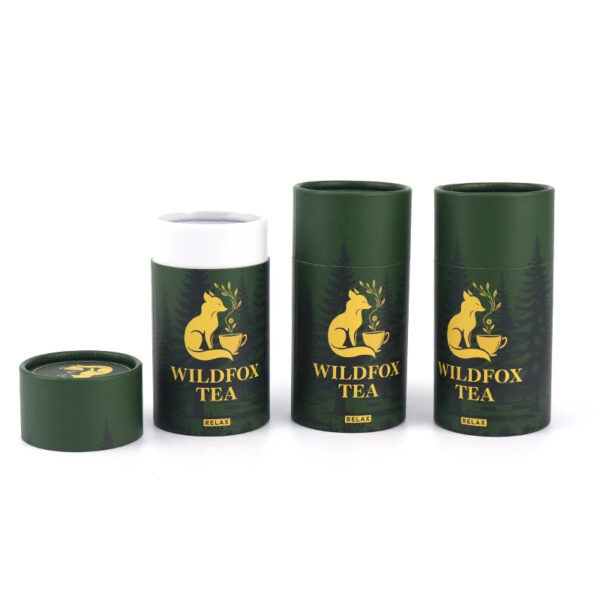 Custom Printed Round Paper Tea Tube Packaging Gift Cans