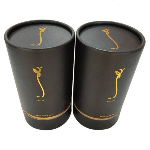 cylindrical perfume box, rigid paper tube, foil stamped packaging