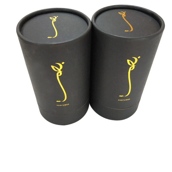 cylindrical perfume box, rigid paper tube, foil stamped packaging